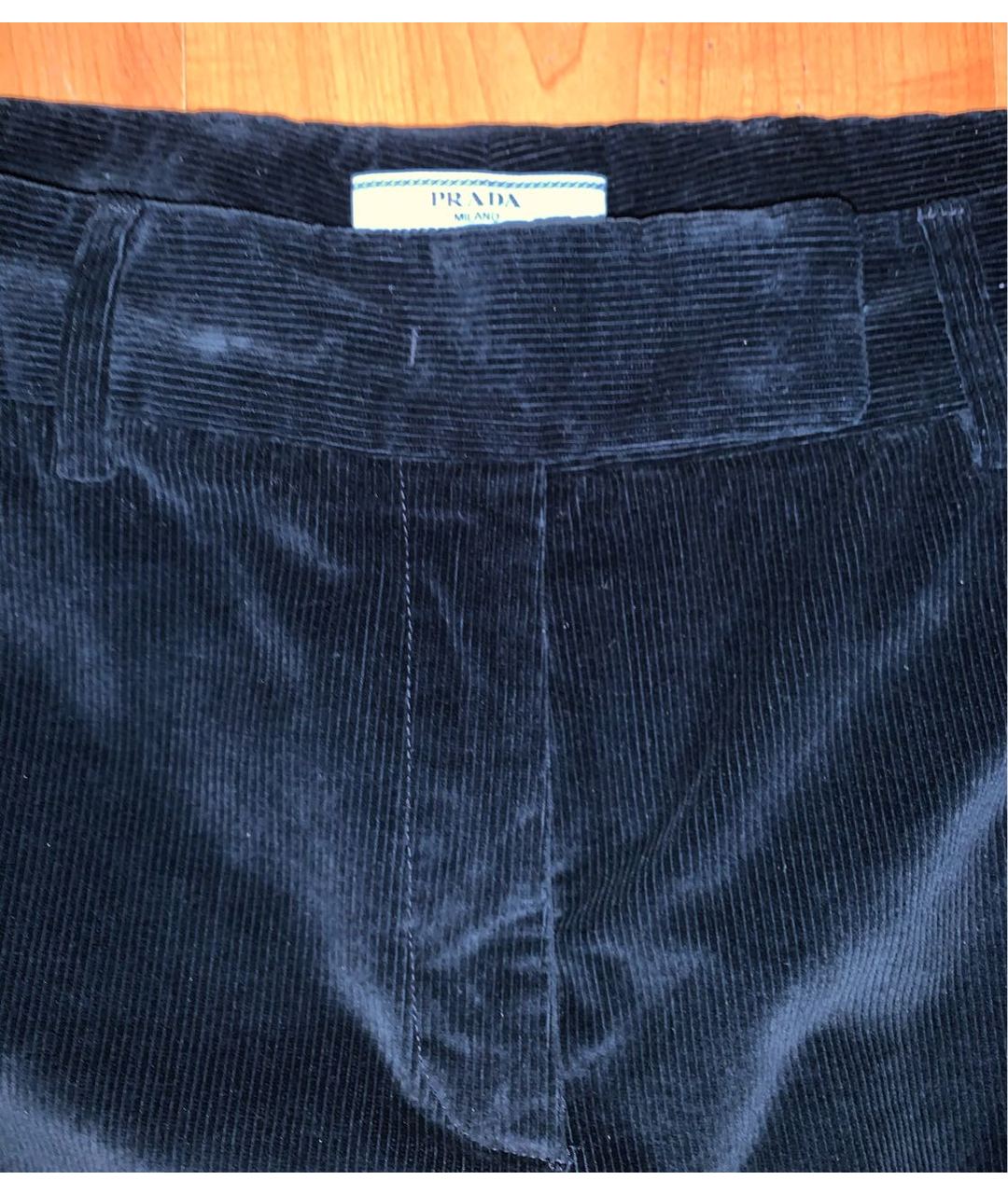 PRADA Черные хлопко-эластановые брюки широкие, фото 3