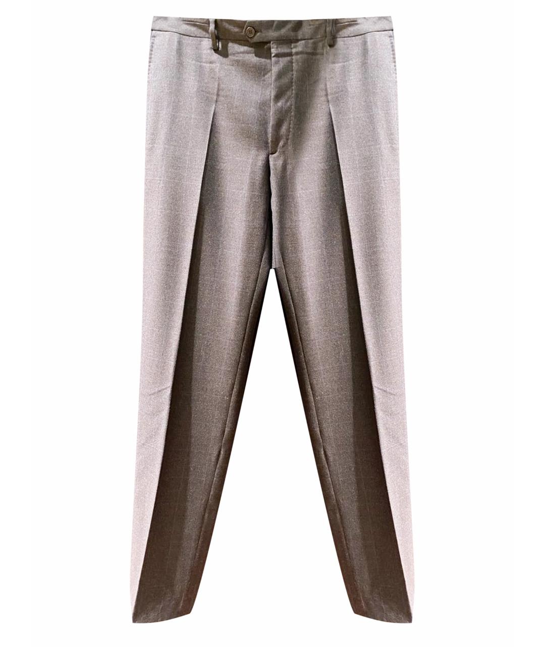 CANTARELLI Коричневые шерстяные классические брюки, фото 7