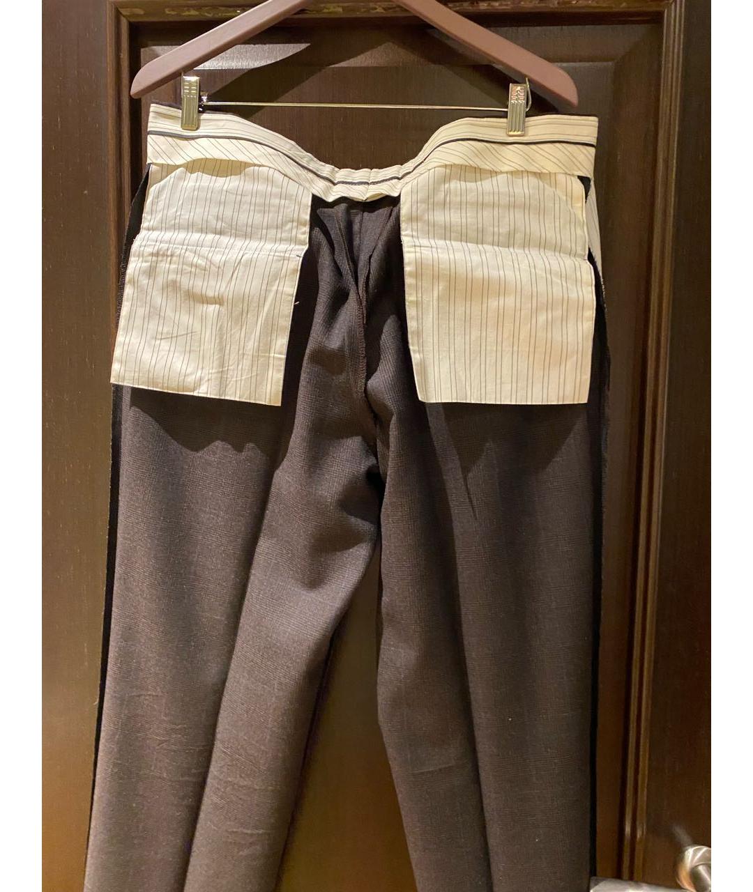 CANTARELLI Коричневые шерстяные классические брюки, фото 3