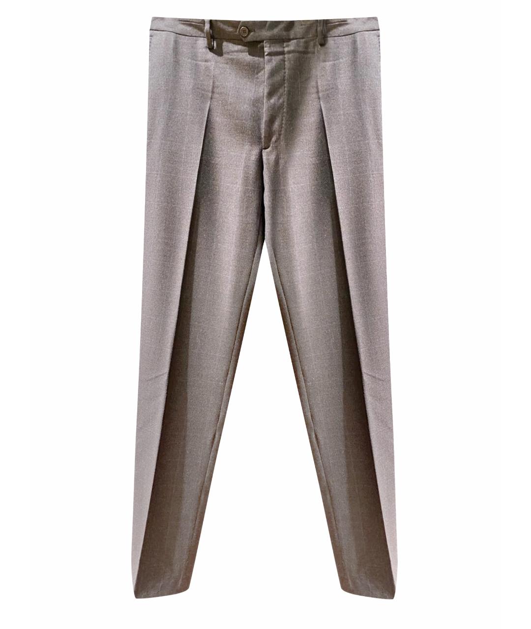 CANTARELLI Коричневые шерстяные классические брюки, фото 1
