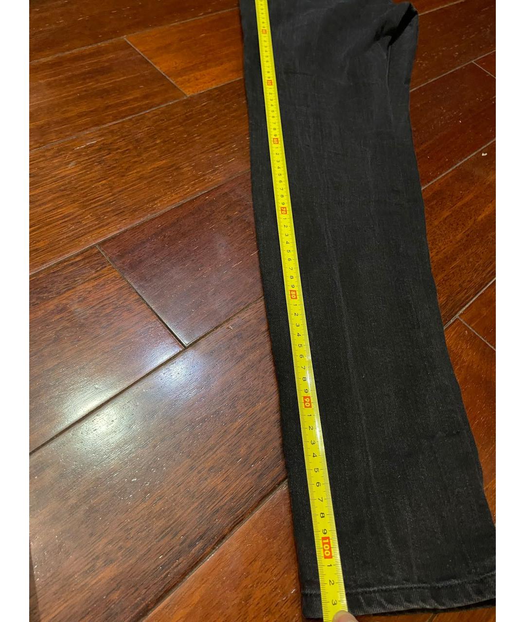 SAINT LAURENT Черные хлопко-эластановые прямые джинсы, фото 7