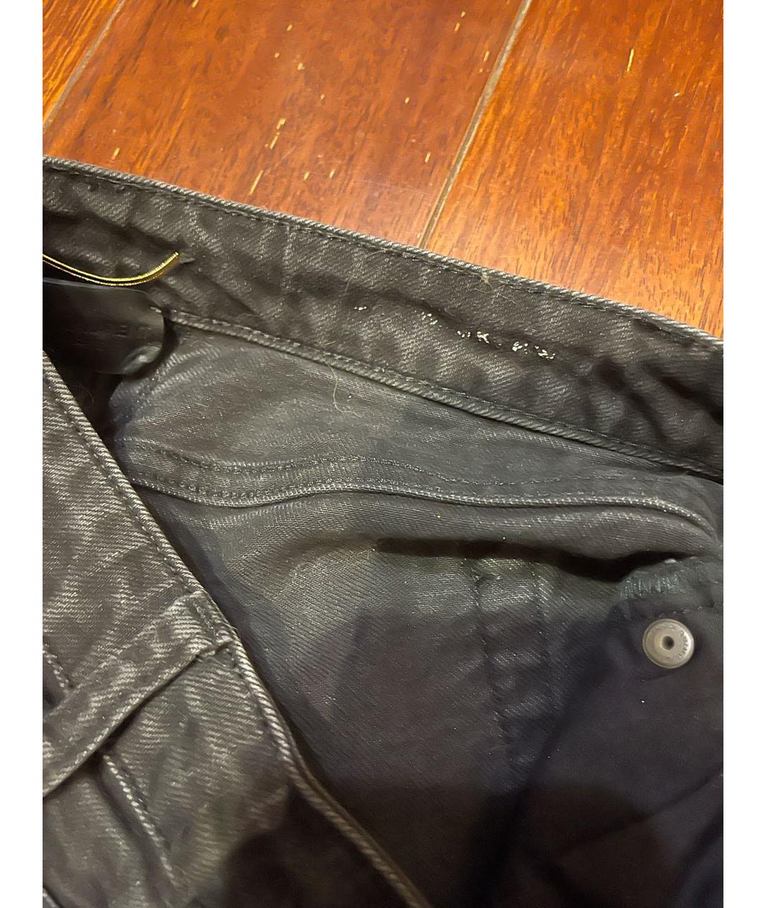 SAINT LAURENT Черные хлопко-эластановые прямые джинсы, фото 4