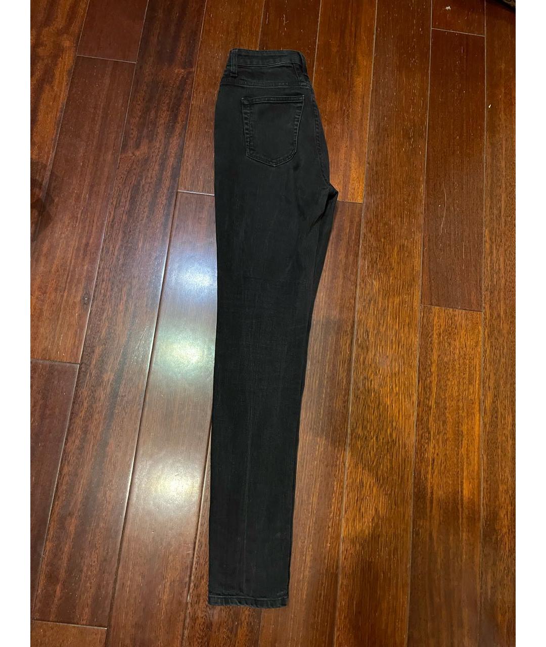 SAINT LAURENT Черные хлопко-эластановые прямые джинсы, фото 2
