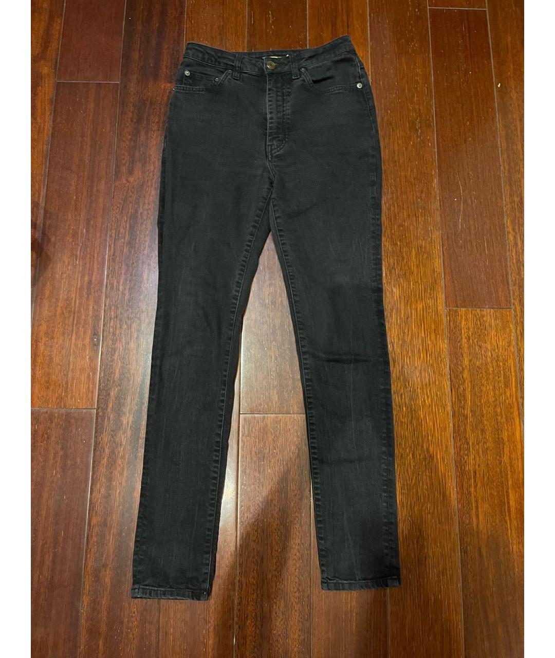 SAINT LAURENT Черные хлопко-эластановые прямые джинсы, фото 8