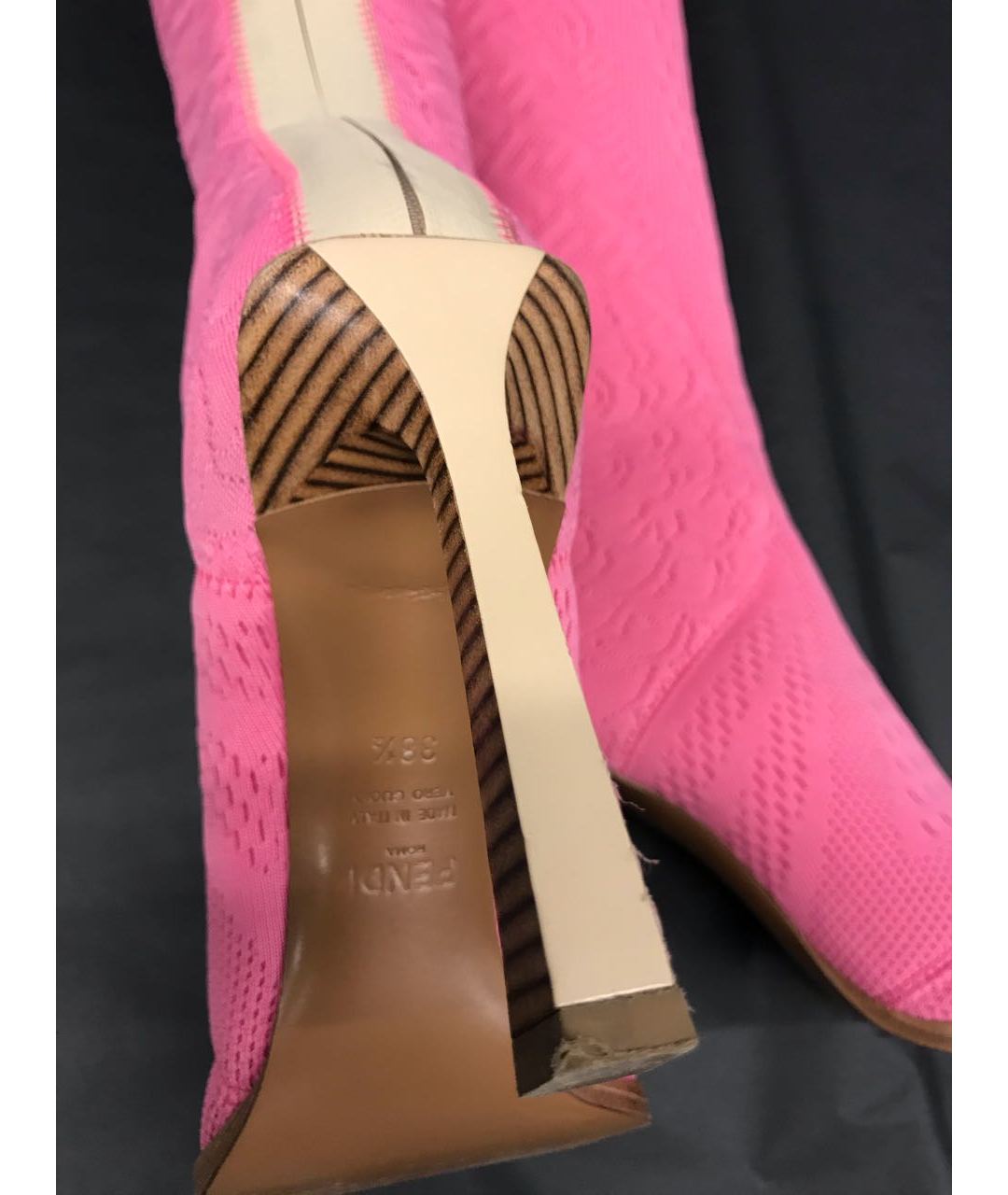 FENDI Розовые текстильные сапоги, фото 6