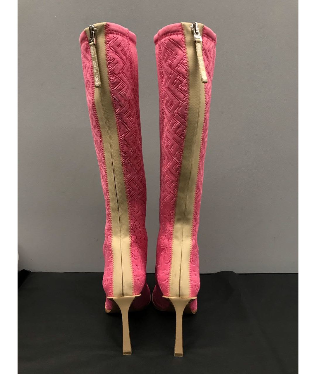 FENDI Розовые текстильные сапоги, фото 4