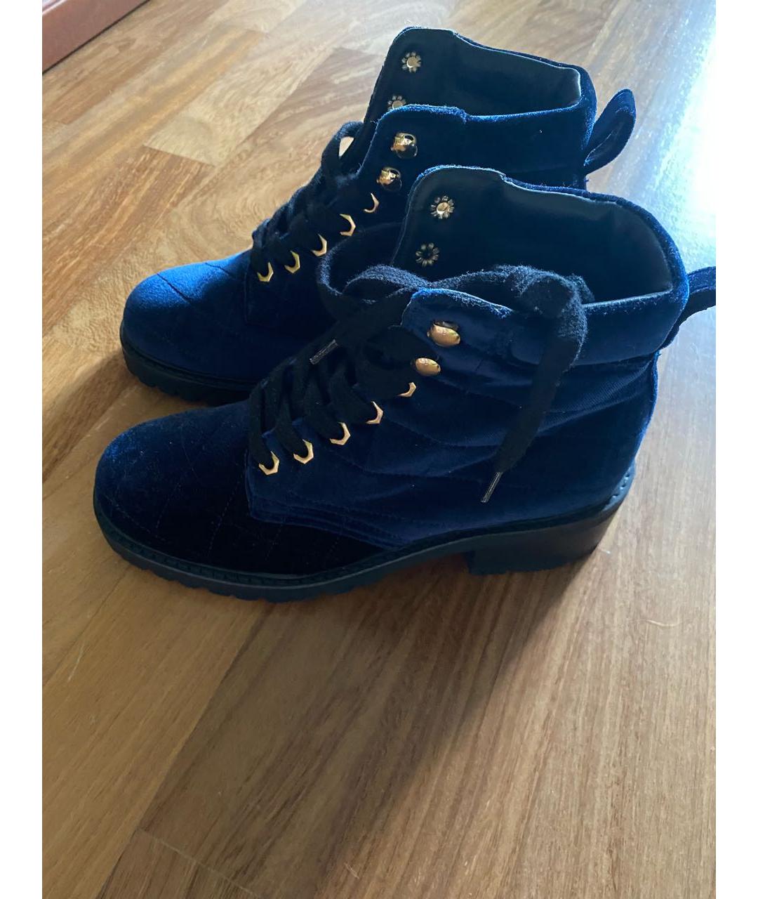 SANDRO Темно-синие бархатные ботинки, фото 5