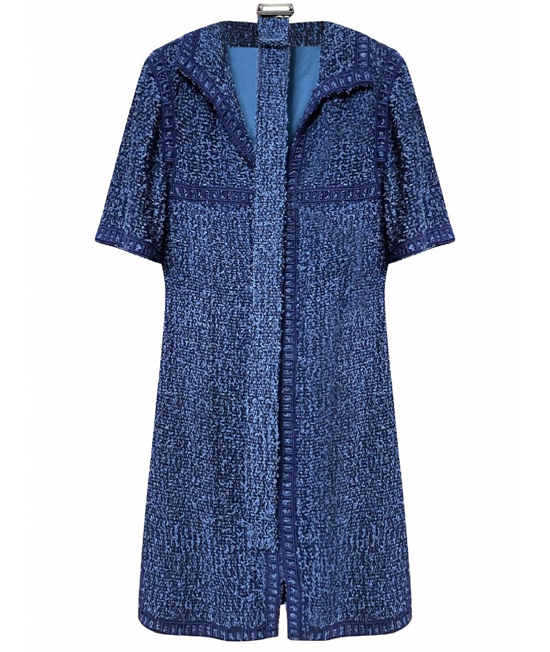 CHANEL PRE-OWNED Синее твидовое повседневное платье, фото 1