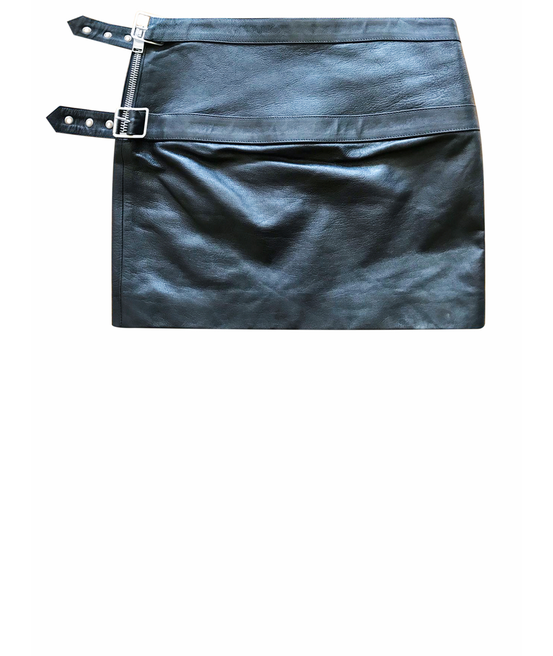 SAINT LAURENT Черная кожаная юбка мини, фото 1