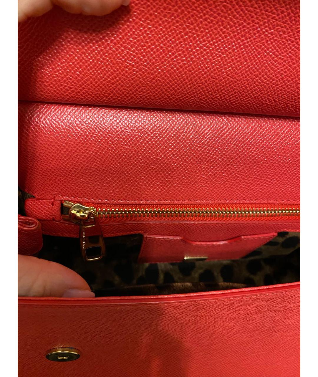 DOLCE&GABBANA Красная кожаная сумка тоут, фото 4