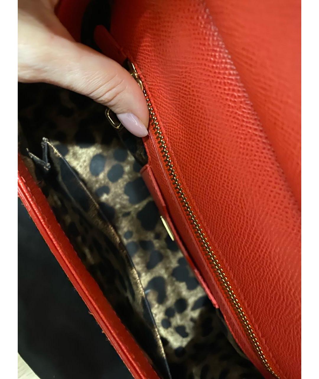 DOLCE&GABBANA Красная кожаная сумка тоут, фото 6