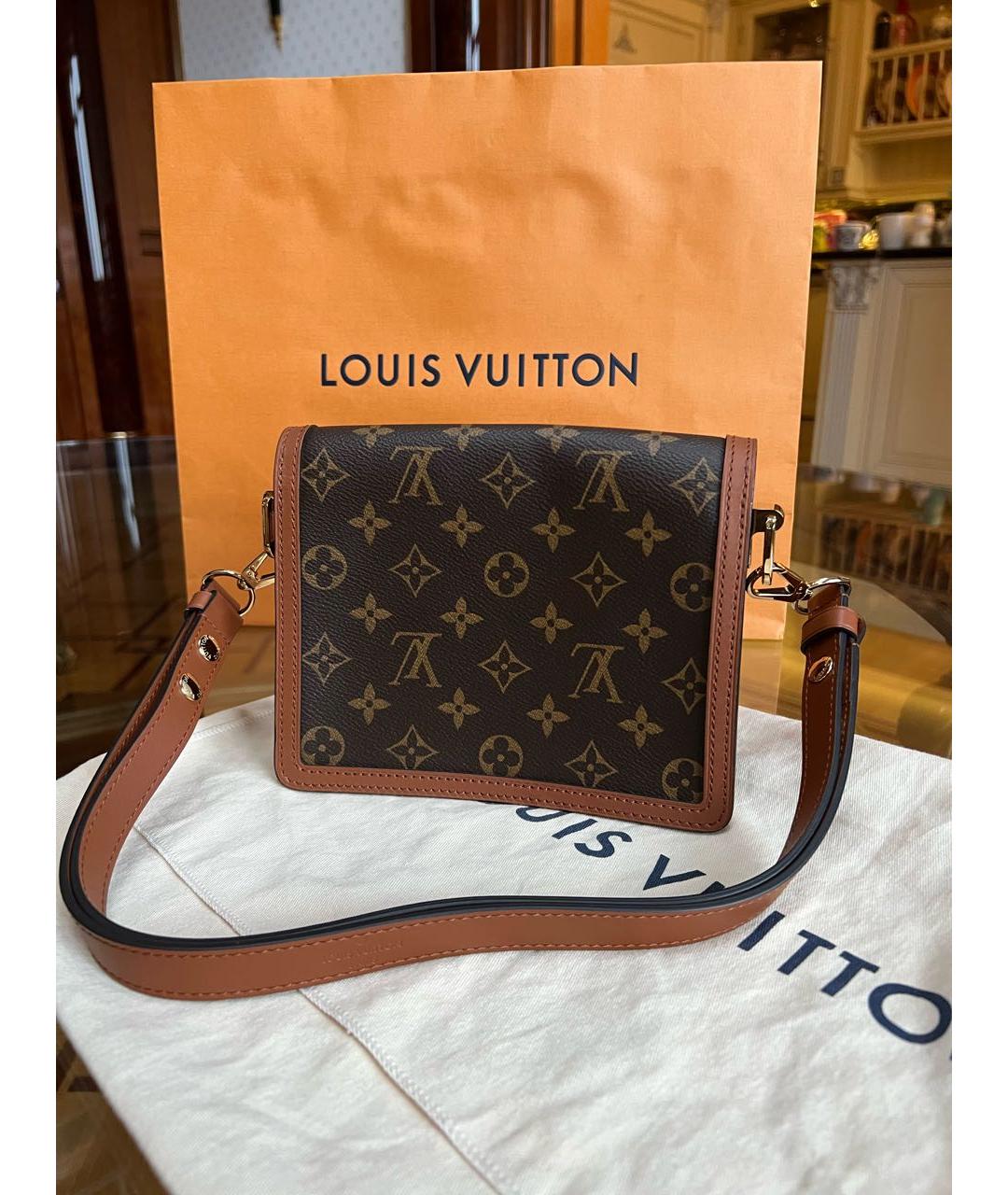 LOUIS VUITTON Коричневая кожаная сумка через плечо, фото 3