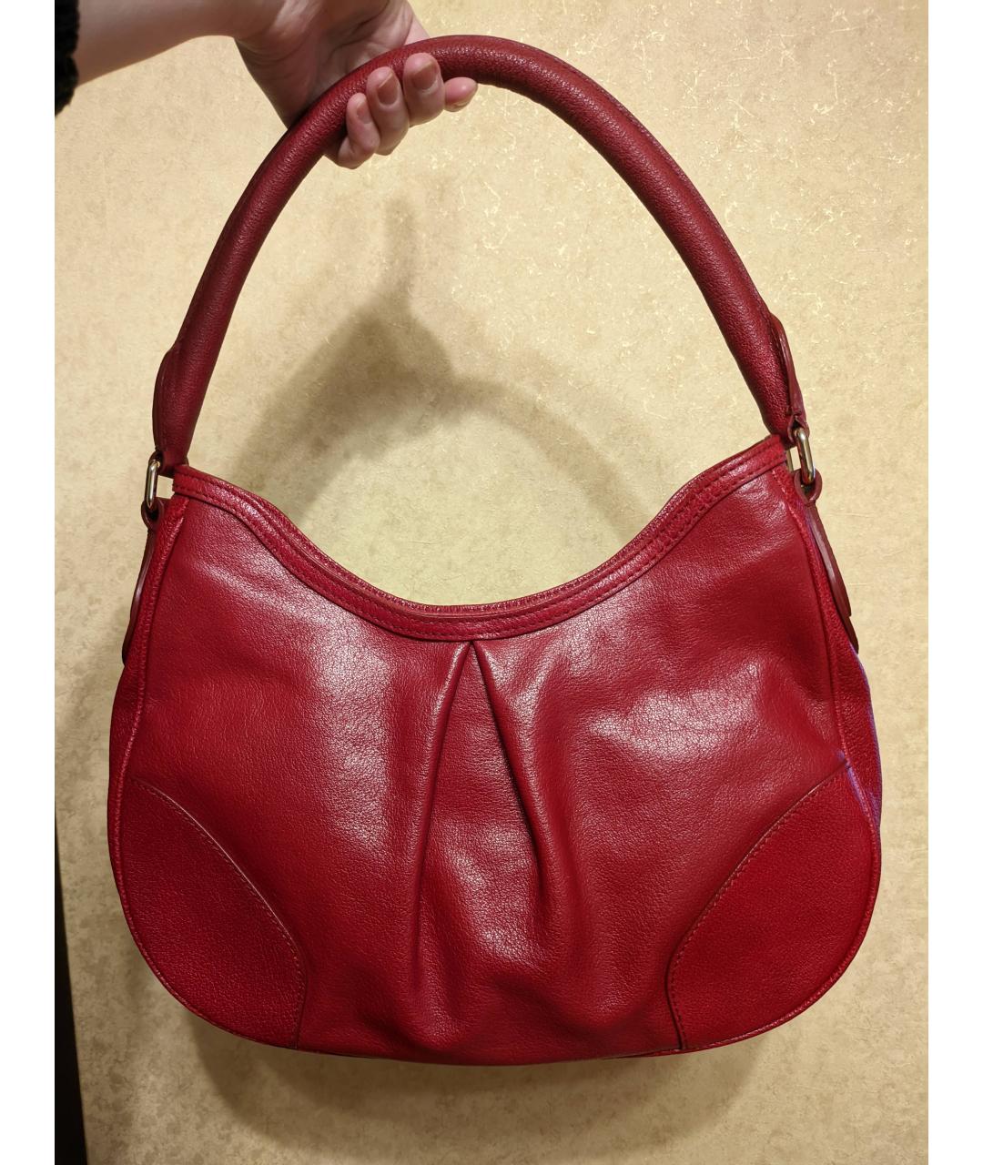 BURBERRY Красная кожаная сумка с короткими ручками, фото 2