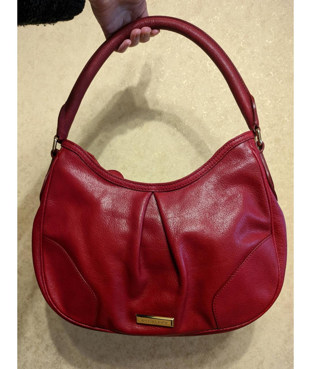 BURBERRY Красная кожаная сумка с короткими ручками, фото 9