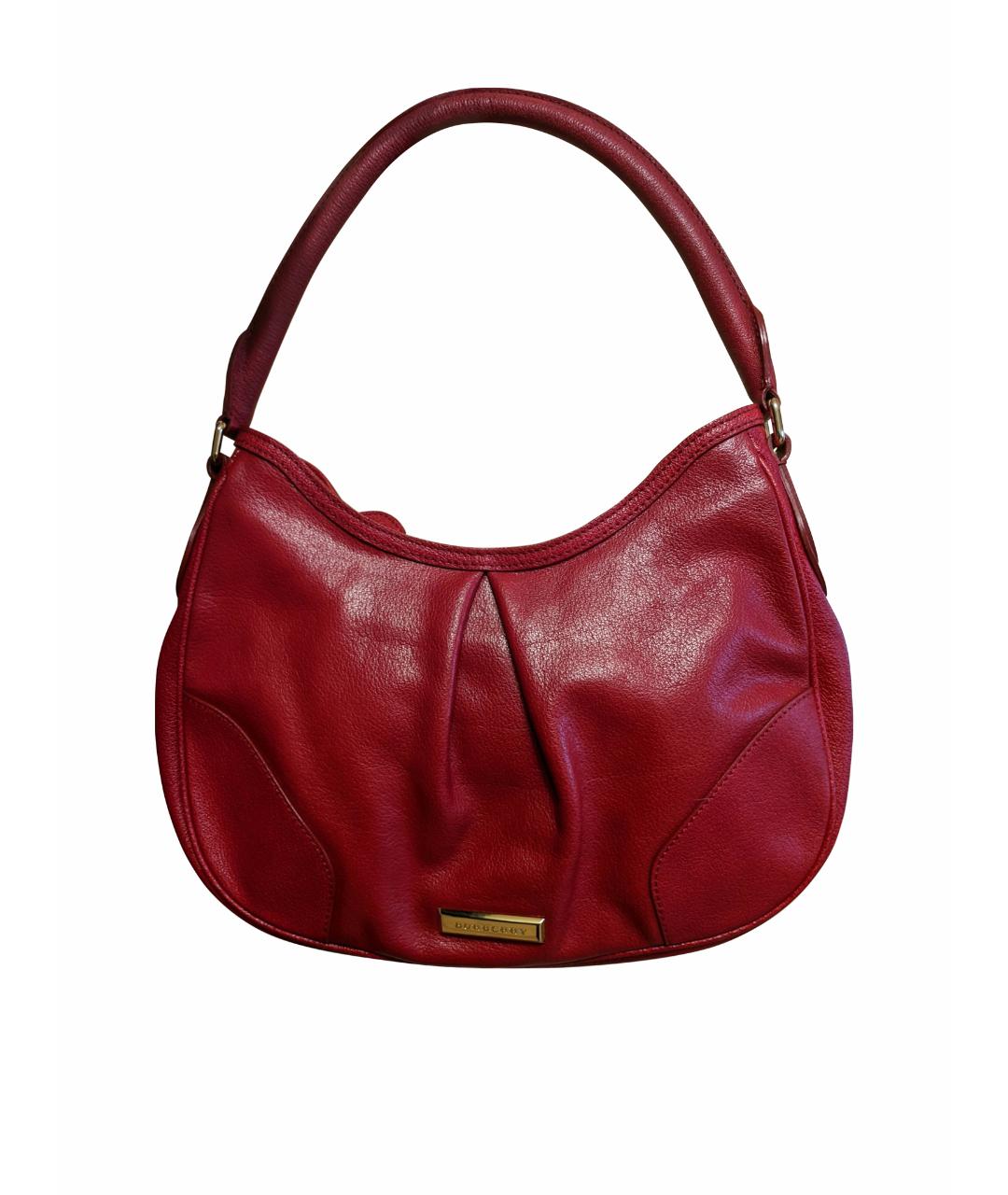 BURBERRY Красная кожаная сумка с короткими ручками, фото 1