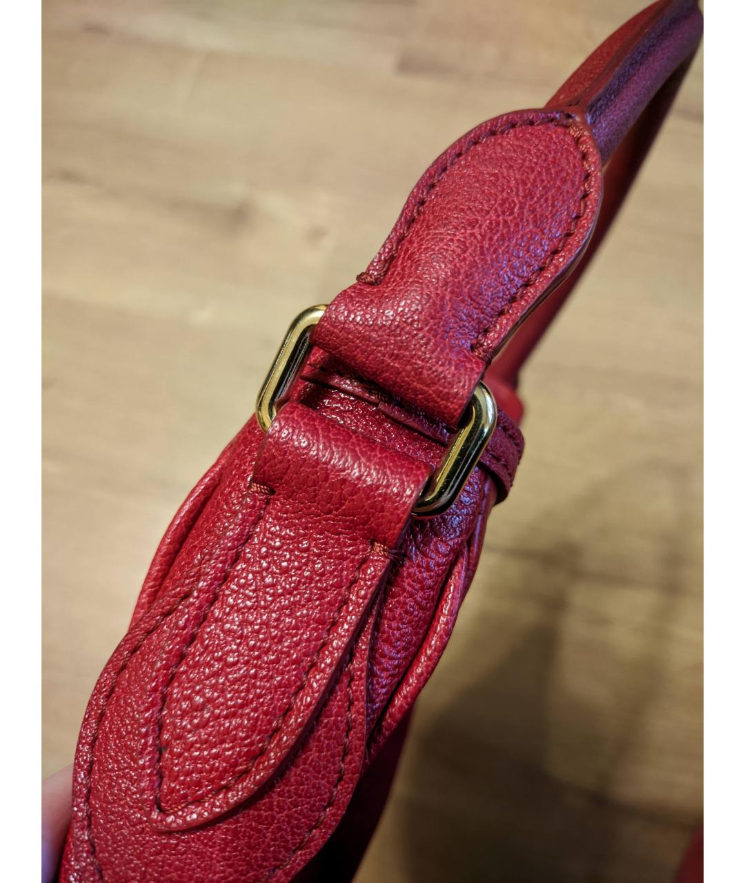 BURBERRY Красная кожаная сумка с короткими ручками, фото 8