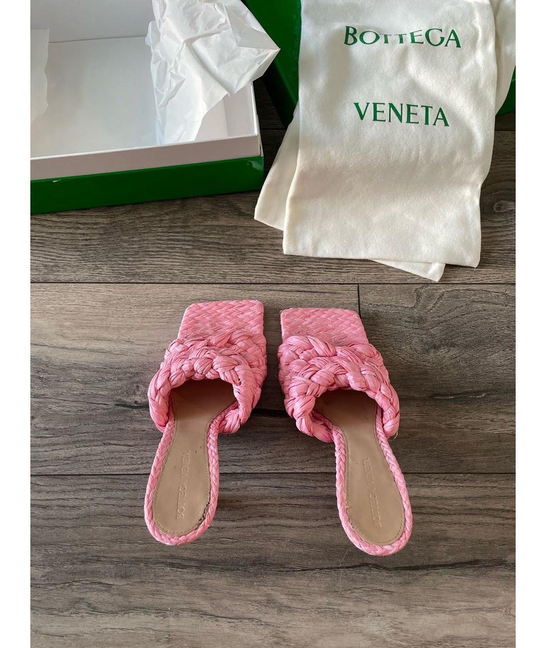 BOTTEGA VENETA Розовые текстильные босоножки, фото 3