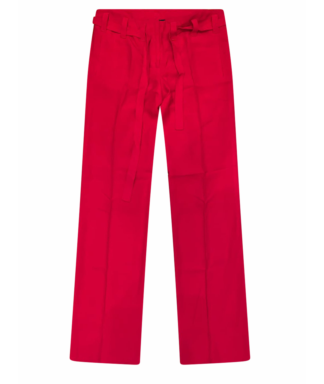 BURBERRY Красные вискозные прямые брюки, фото 1