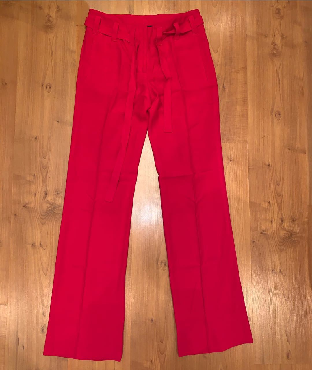 BURBERRY Красные вискозные прямые брюки, фото 8