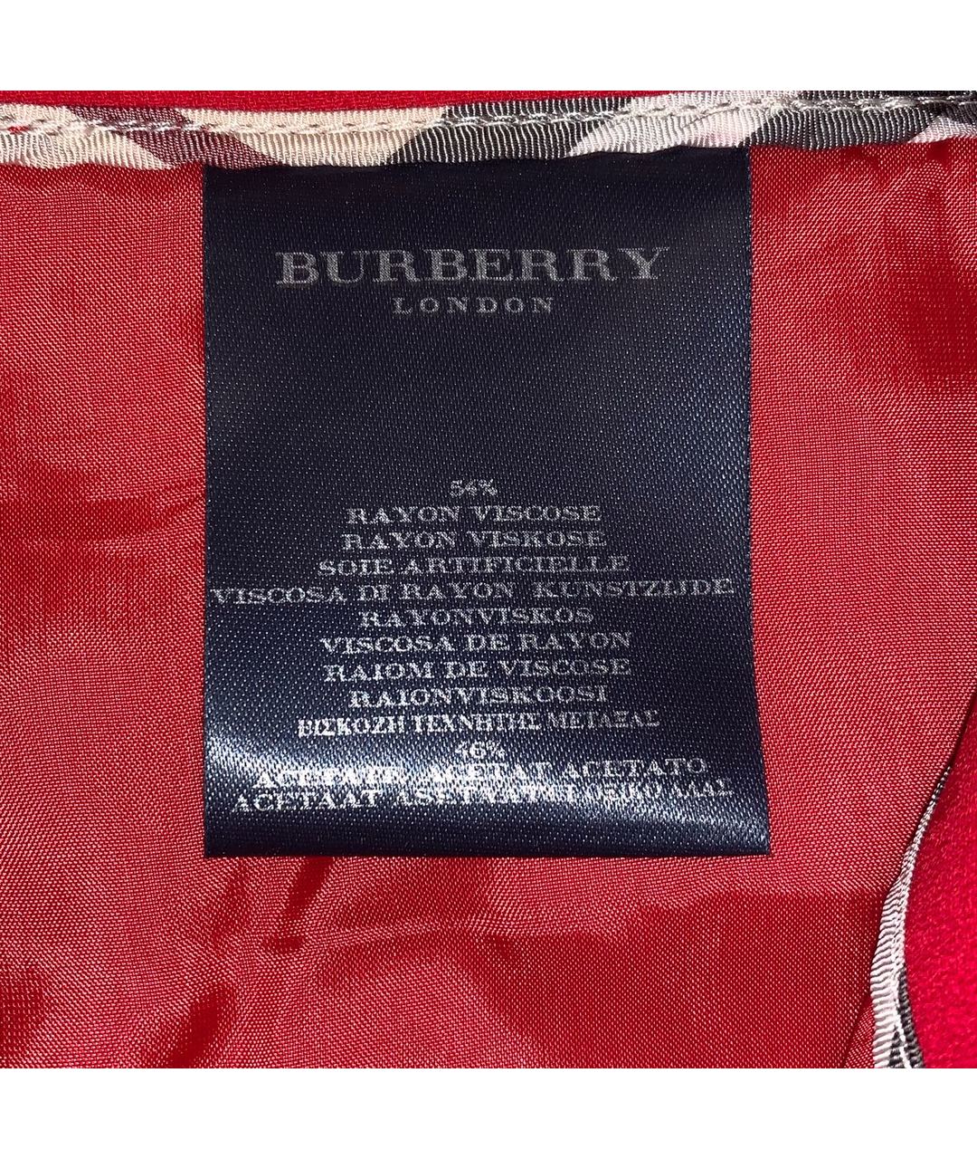 BURBERRY Красные вискозные прямые брюки, фото 7
