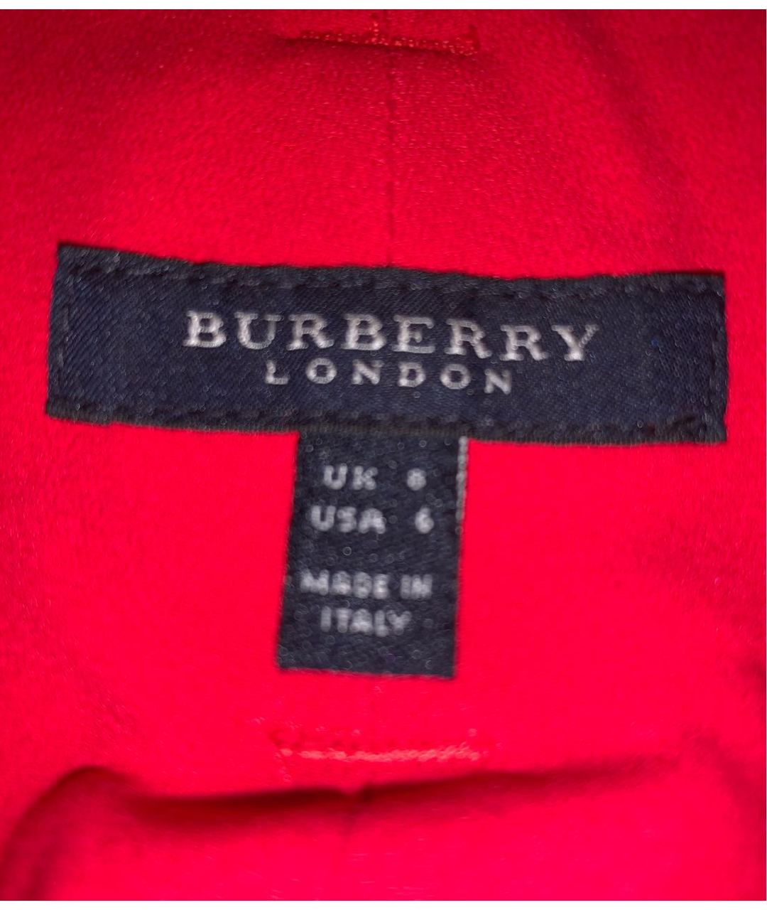 BURBERRY Красные вискозные прямые брюки, фото 5