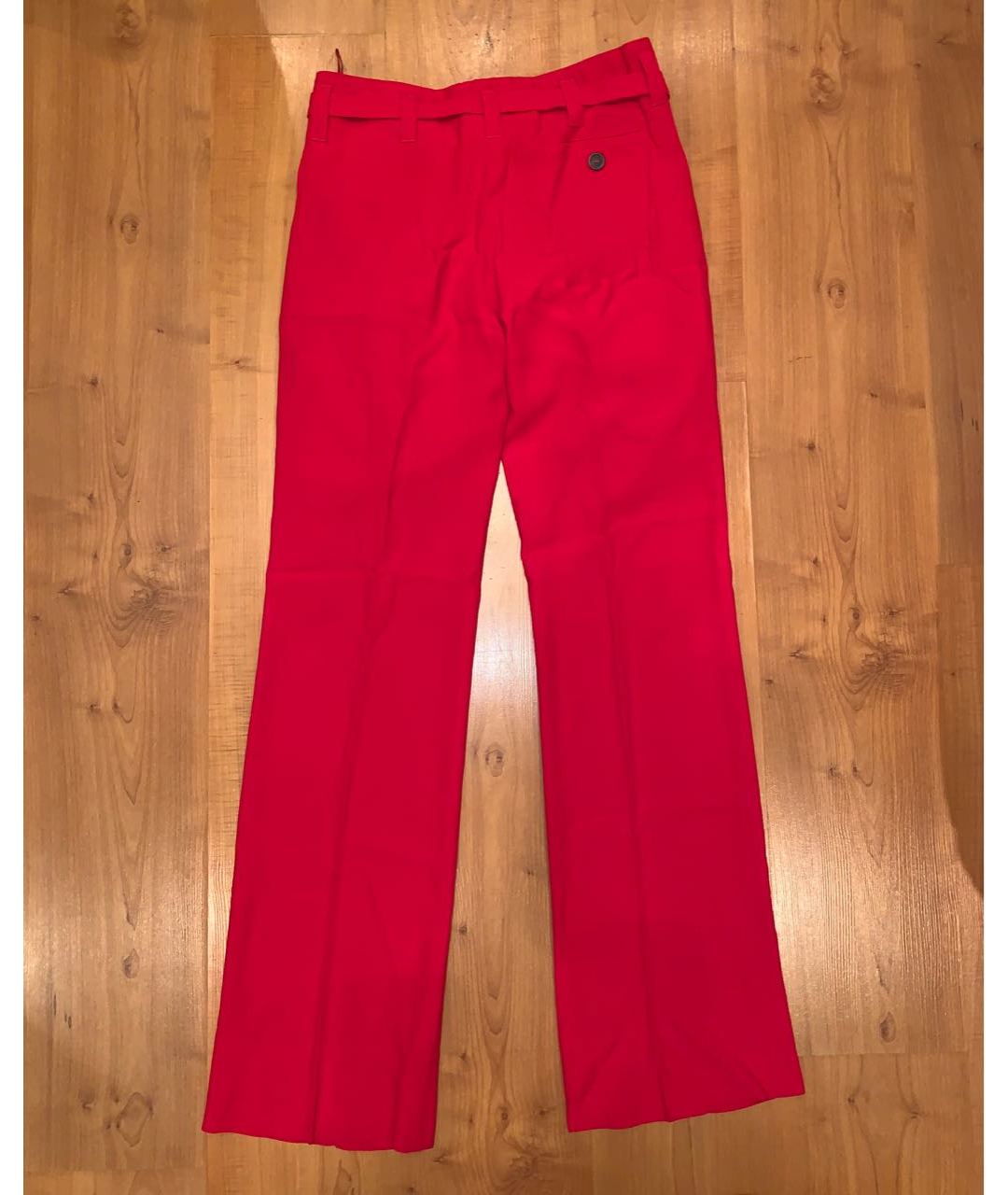 BURBERRY Красные вискозные прямые брюки, фото 2