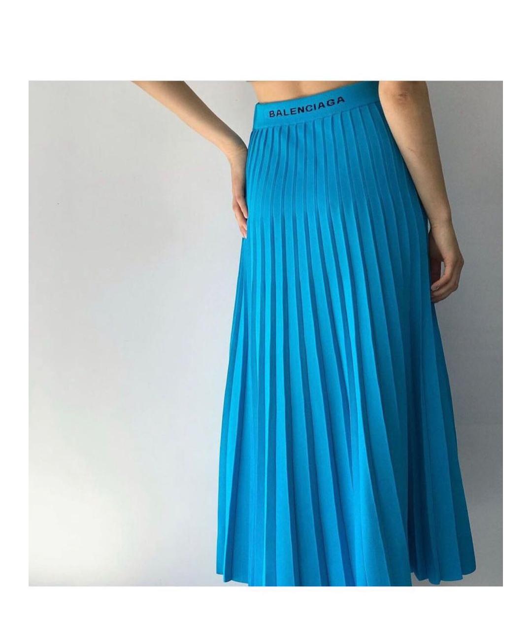 BALENCIAGA Голубая вискозная юбка макси, фото 3