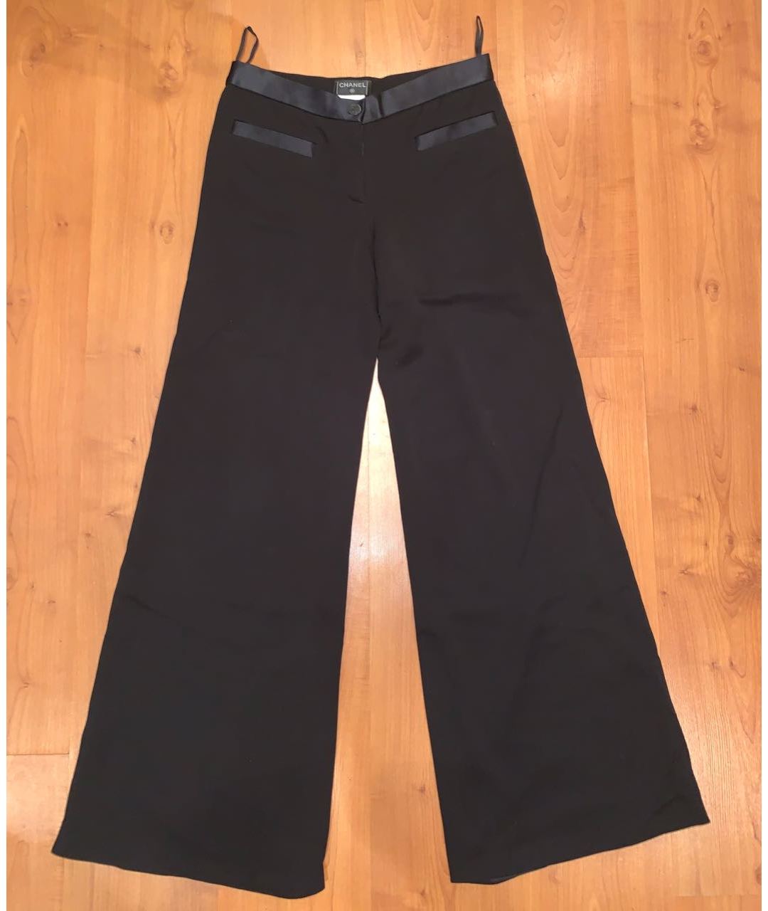 CHANEL PRE-OWNED Черные шелковые прямые брюки, фото 9