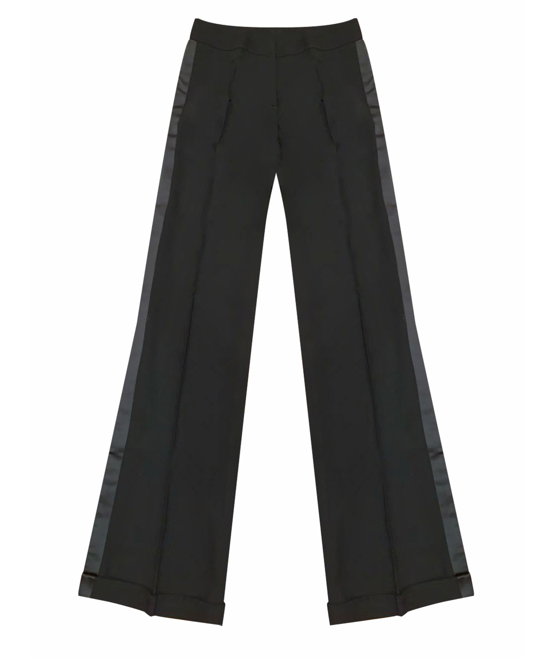 CHANEL PRE-OWNED Черные шелковые прямые брюки, фото 1
