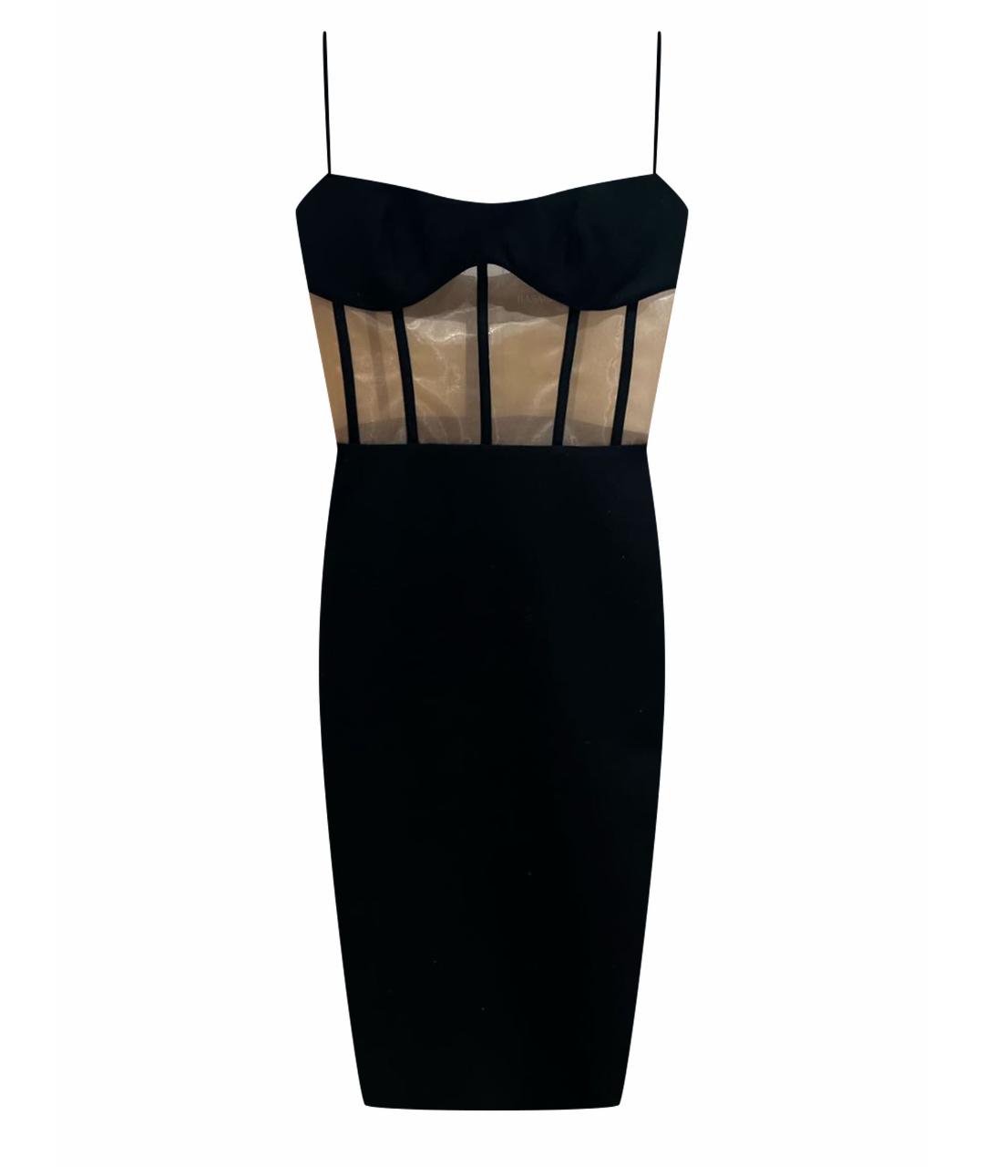 RASARIO Черное шерстяное коктейльное платье, фото 1