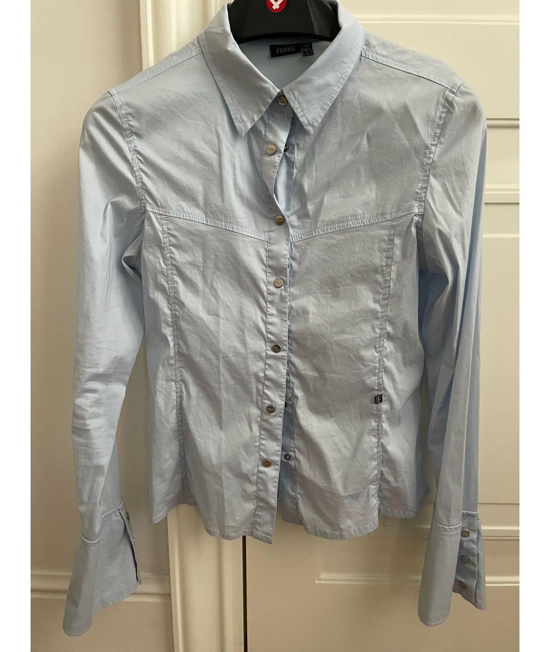 GIANFRANCO FERRE Голубая хлопковая рубашка, фото 7