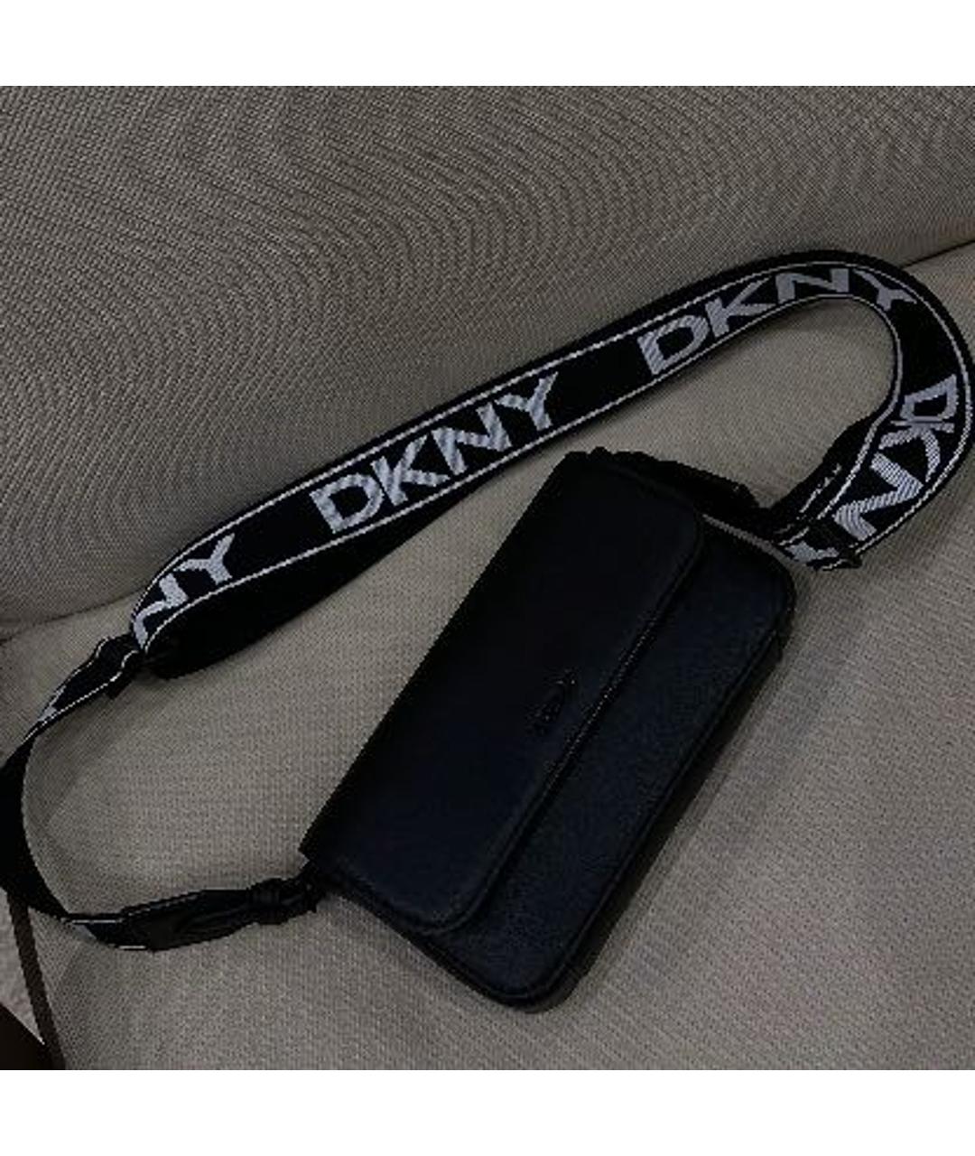 DKNY Черная кожаная сумка через плечо, фото 5