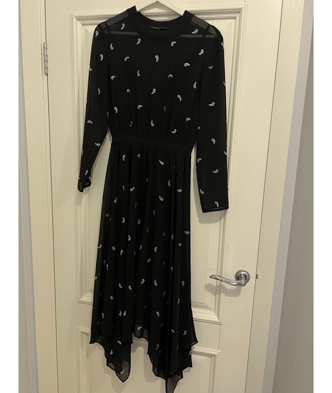 MAJE Черное хлопко-эластановое коктейльное платье, фото 2