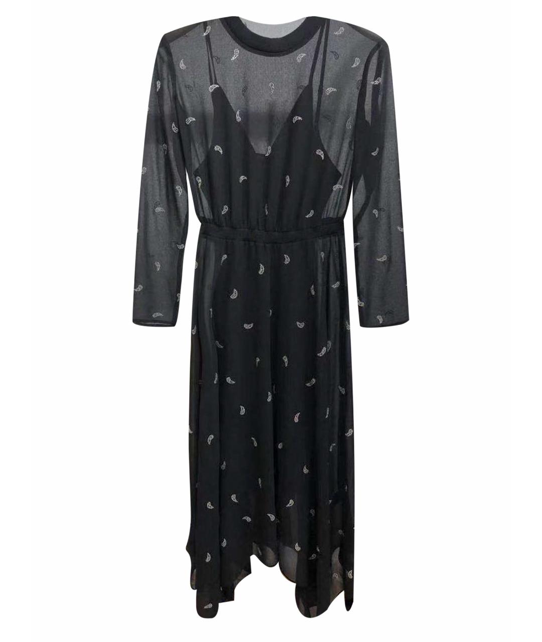 MAJE Черное хлопко-эластановое коктейльное платье, фото 1