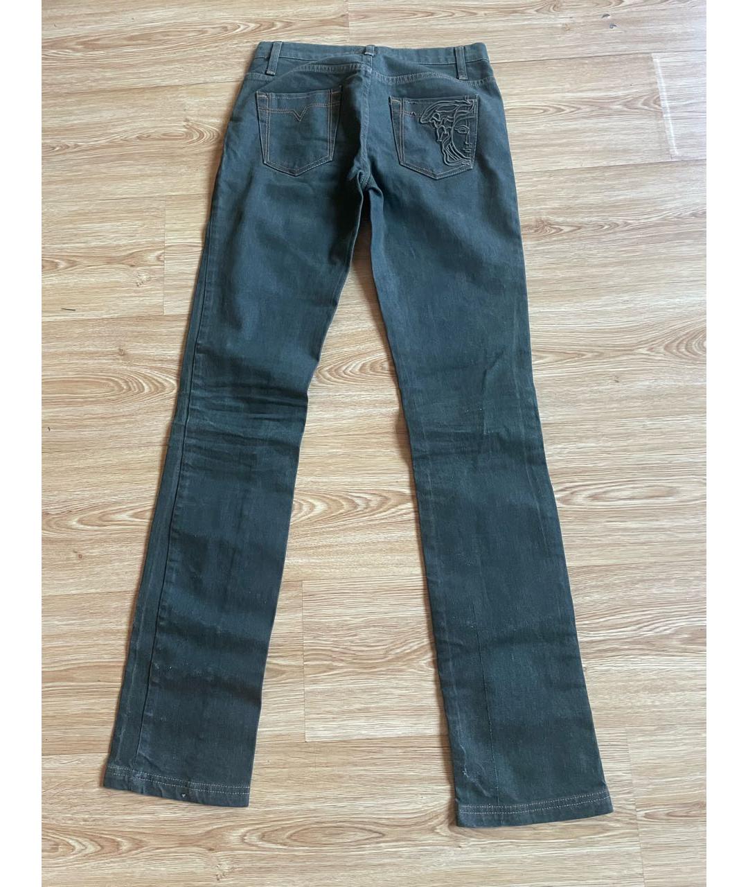 VERSACE COLLECTION Хаки хлопко-эластановые прямые джинсы, фото 2