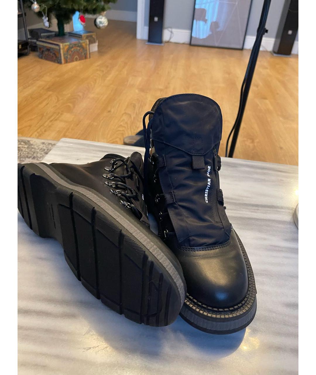 CHRISTIAN DIOR PRE-OWNED Черные кожаные высокие ботинки, фото 4