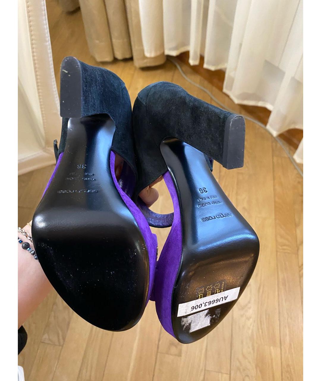 SERGIO ROSSI Фиолетовые замшевые босоножки, фото 5