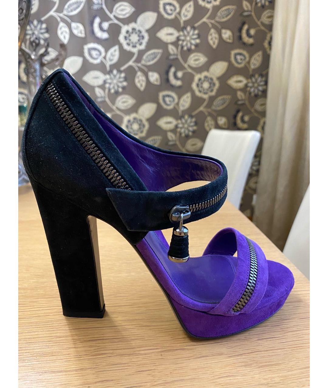 SERGIO ROSSI Фиолетовые замшевые босоножки, фото 6