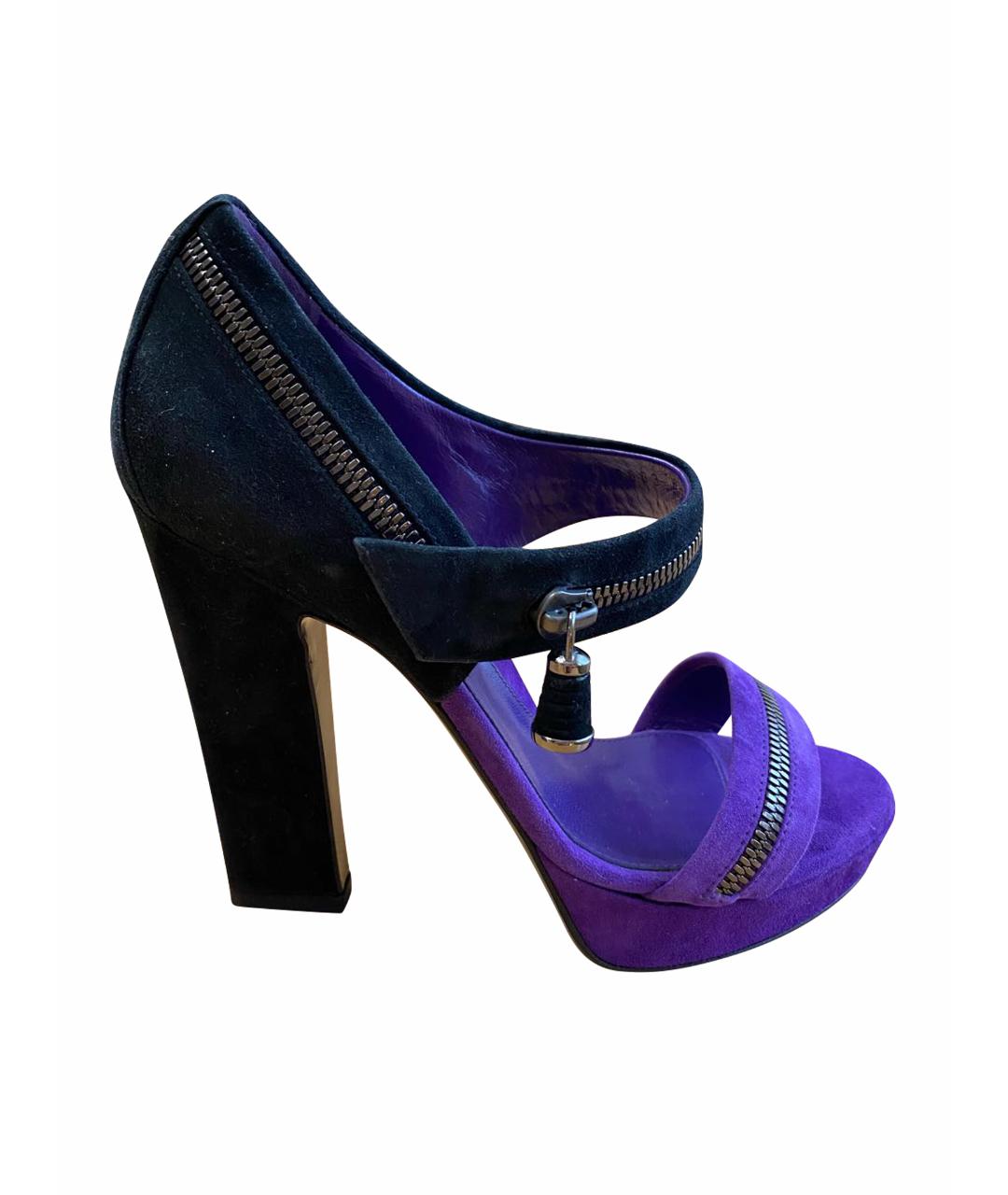 SERGIO ROSSI Фиолетовые замшевые босоножки, фото 1