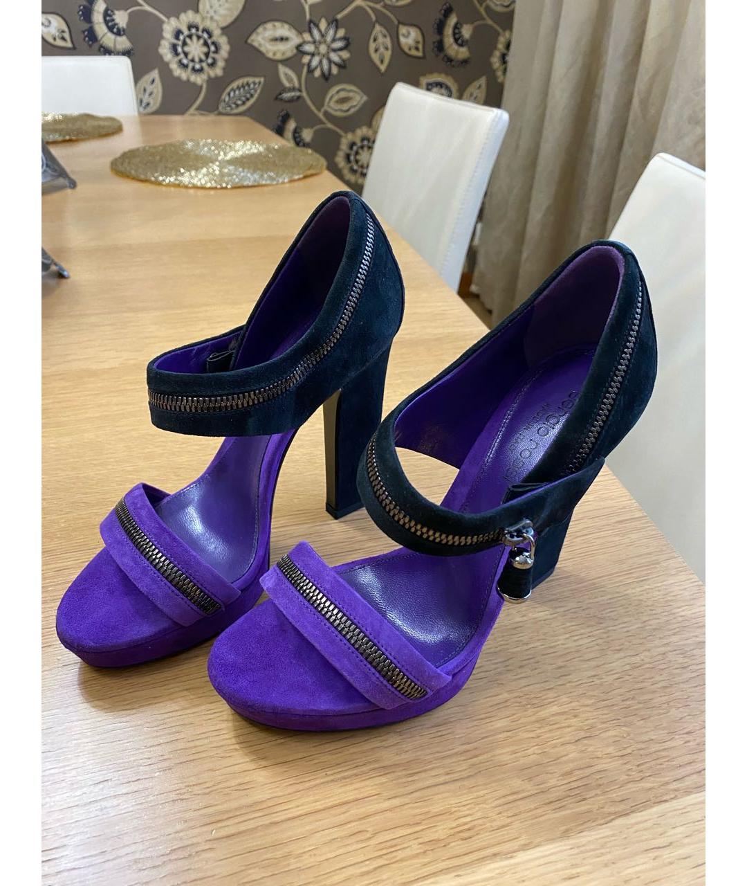 SERGIO ROSSI Фиолетовые замшевые босоножки, фото 3