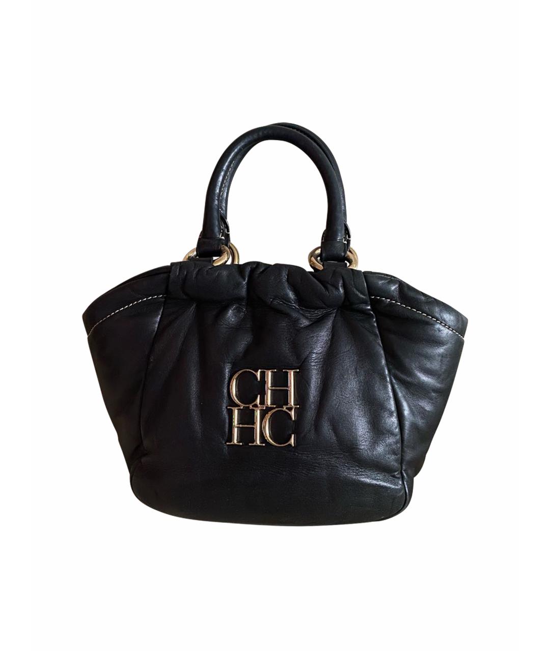 CAROLINA HERRERA Черная кожаная сумка с короткими ручками, фото 1