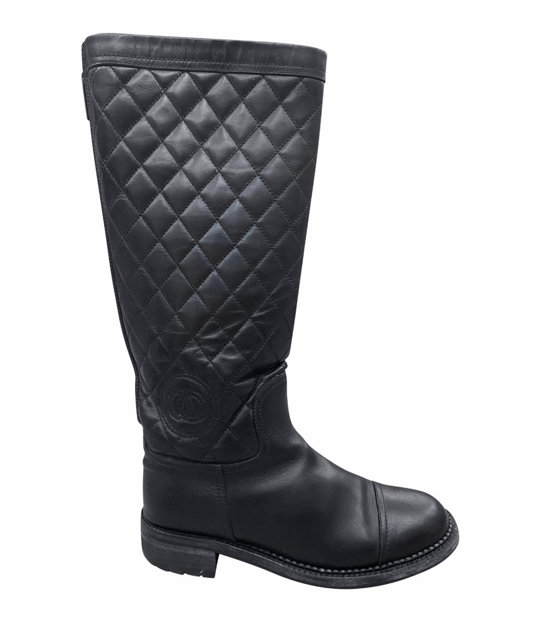 CHANEL Черные кожаные сапоги, фото 7