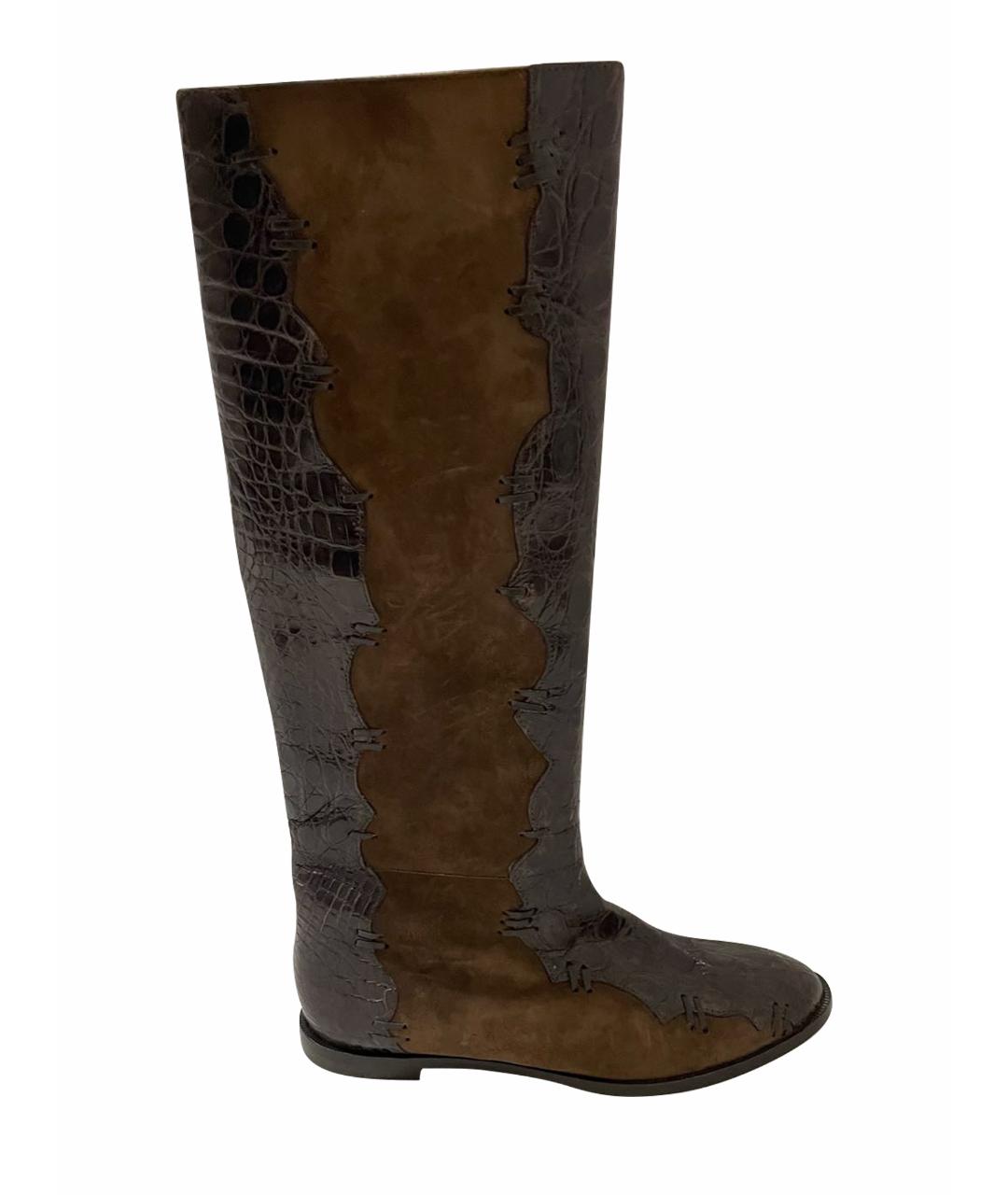 ROBERTO CAVALLI Коричневые сапоги из экзотической кожи, фото 5