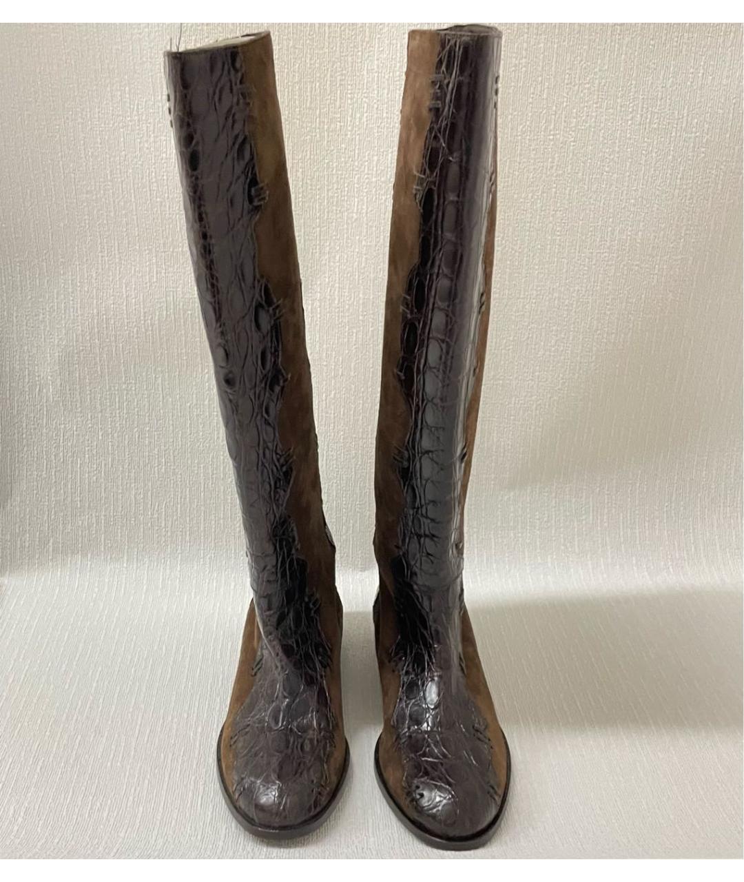 ROBERTO CAVALLI Коричневые сапоги из экзотической кожи, фото 3