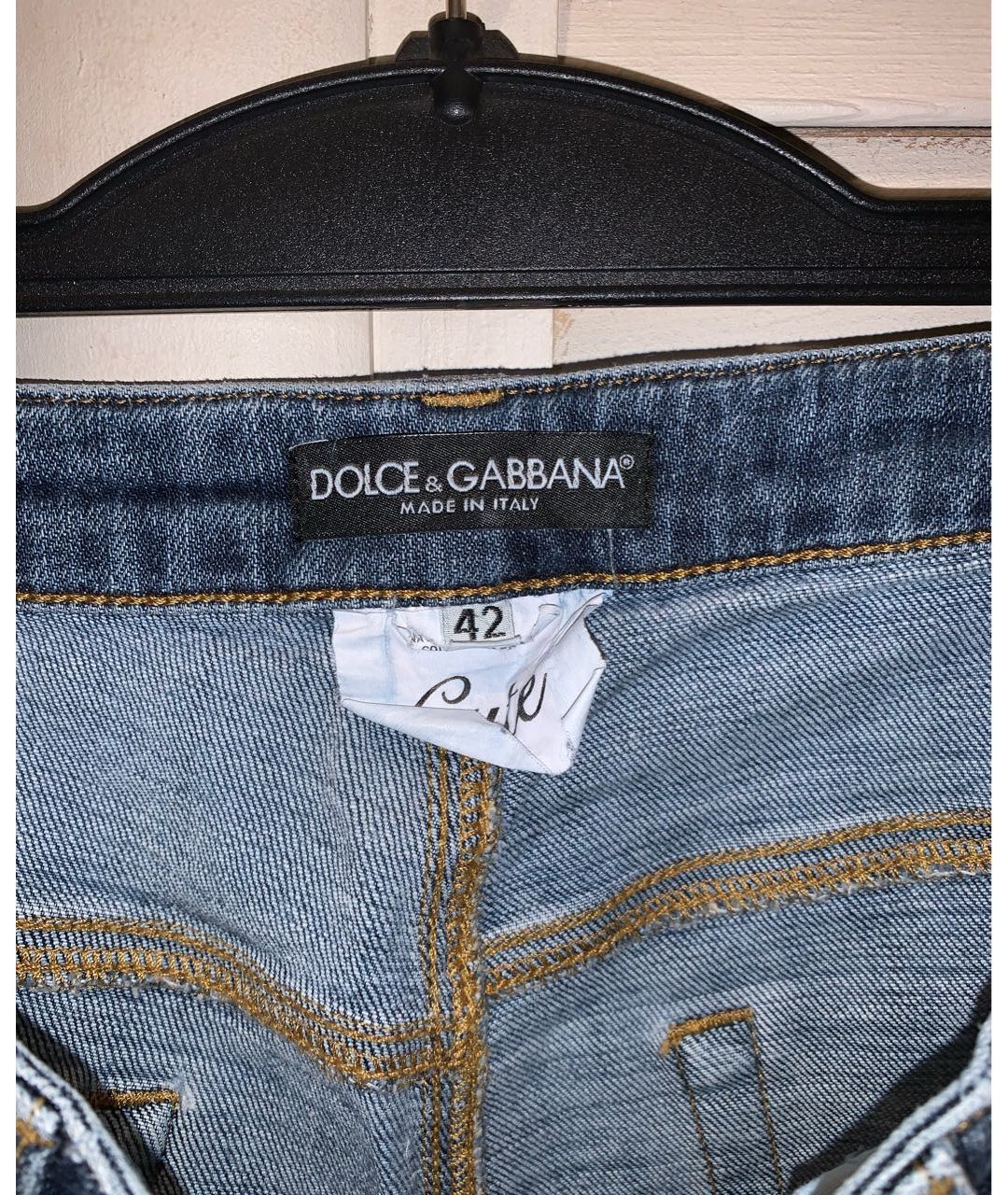 DOLCE&GABBANA Голубые хлопковые прямые джинсы, фото 3