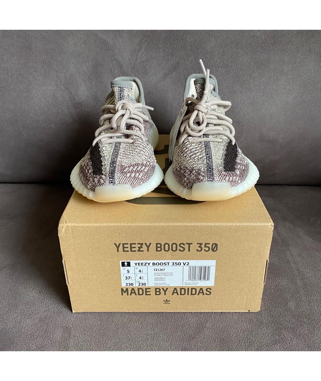 ADIDAS YEEZY Бежевые текстильные кроссовки, фото 2