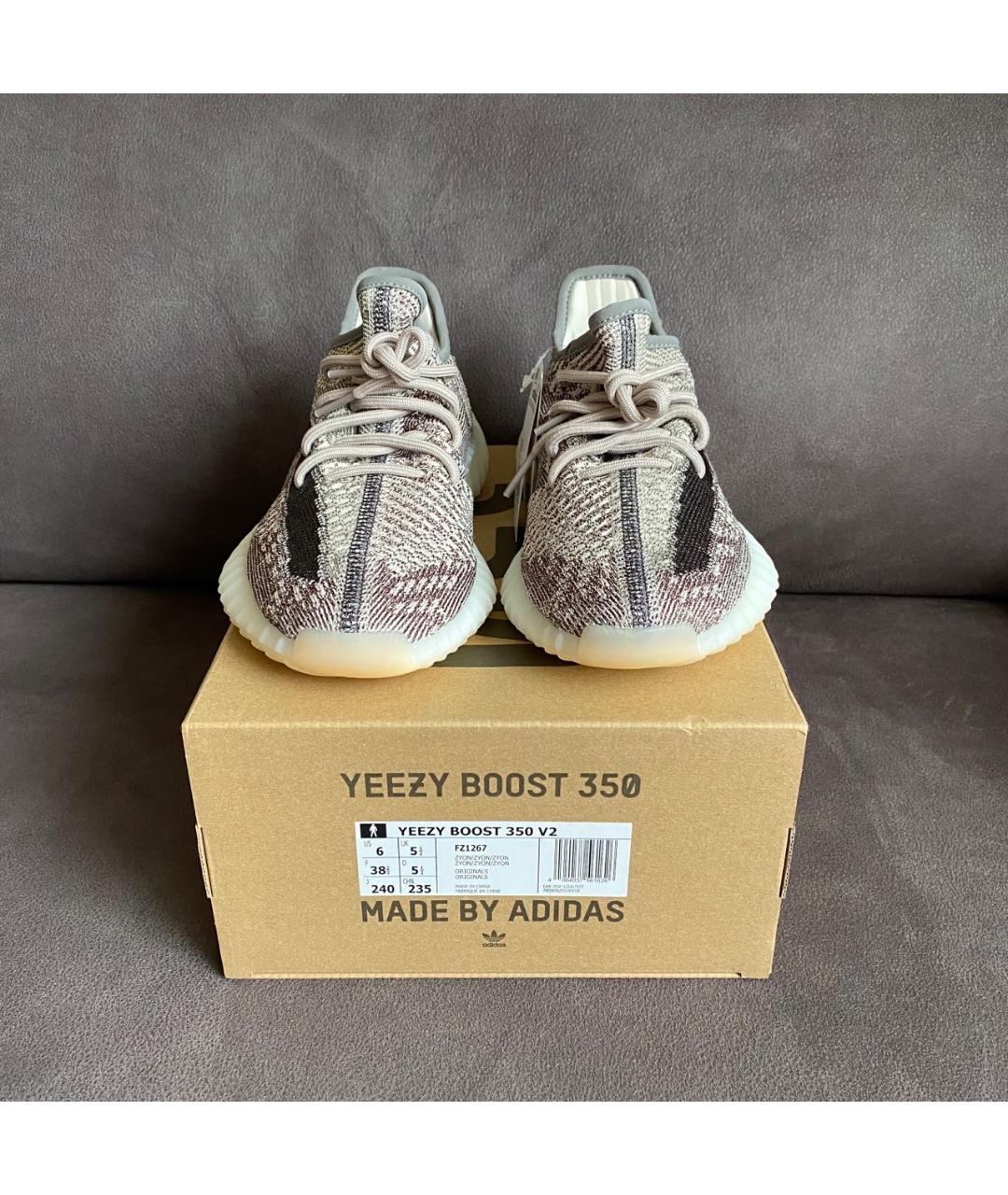 ADIDAS YEEZY Бежевые текстильные кроссовки, фото 2