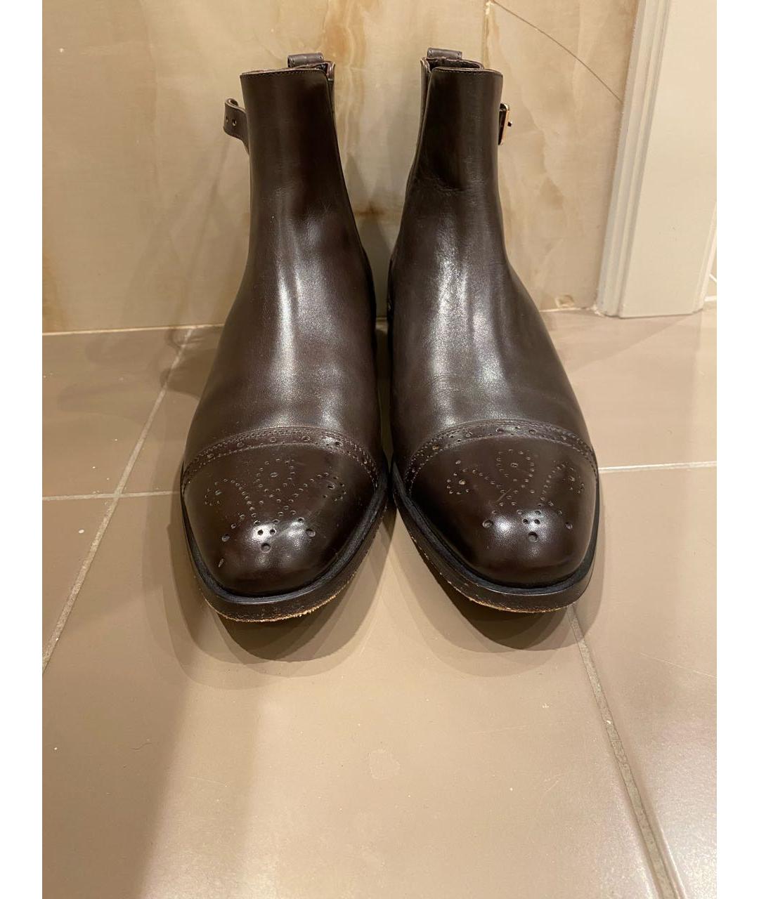 SERGIO ROSSI Коричневые кожаные высокие ботинки, фото 2