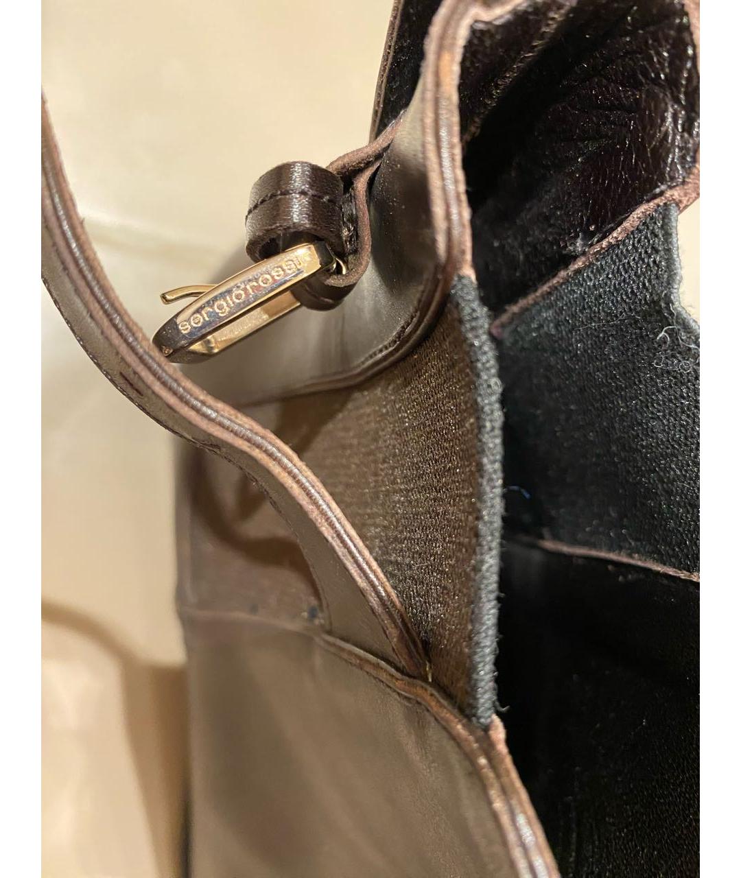 SERGIO ROSSI Коричневые кожаные высокие ботинки, фото 3