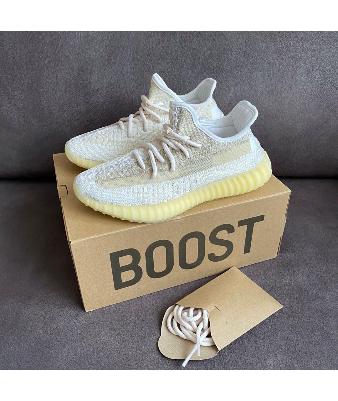 ADIDAS YEEZY Бежевые текстильные кроссовки, фото 5